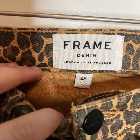 NWT Frame Leopard Print Ali High Rise Cigarette Jeans Size 25 - Picture 3 of 7